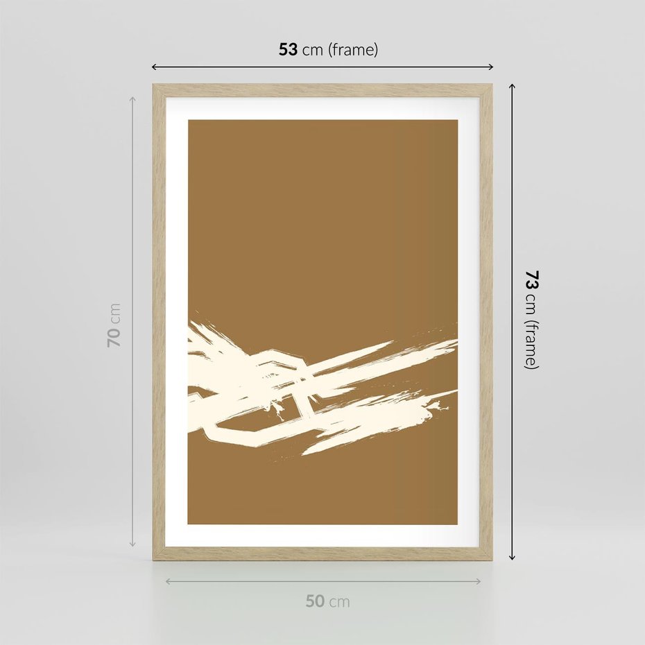 Plakat w ramie 50x70 - Taniec Energii - abstrakcyjne kreski, maźnięcia - rama drewno