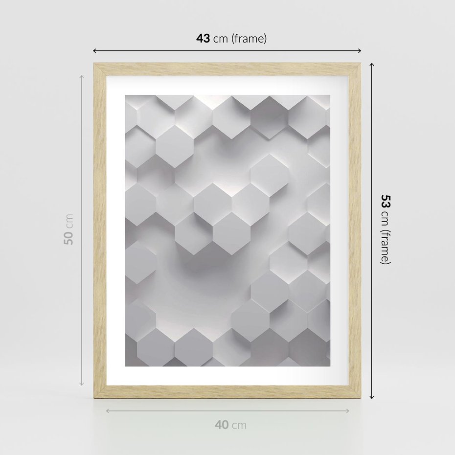 Plakat w ramie 40x50 - Kreatywna Forma - geometryczny, 3D - rama drewno