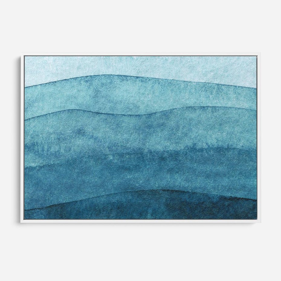 Obraz w ramie 70x50 - Kolorowe fale akwareli - akwarela, fale - rama biała