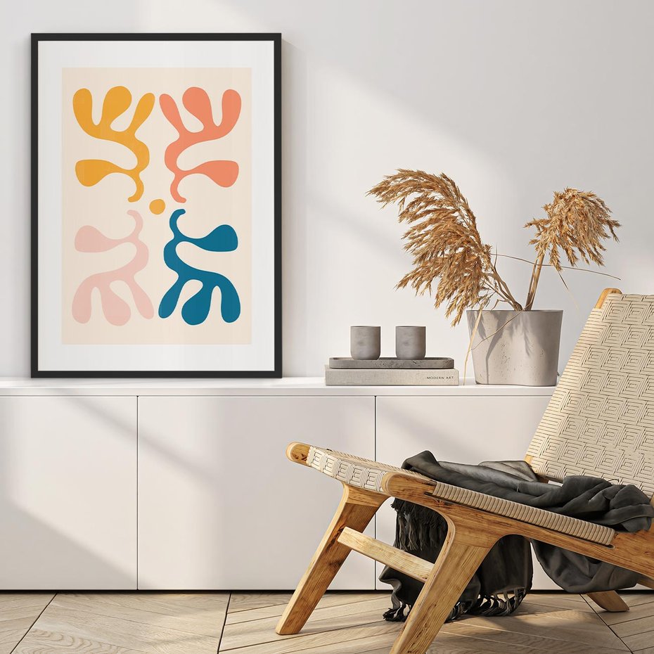 Plakat bez ramy 40x50 - Migotliwe Akwarelowe Kontury - absrakcyjne dziwne formy, nowoczesny plakat