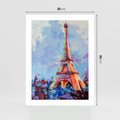 Plakat bez ramy 30x40 - Paryska Wieża - olejny abstrakcyjny obraz, wieża eiffla