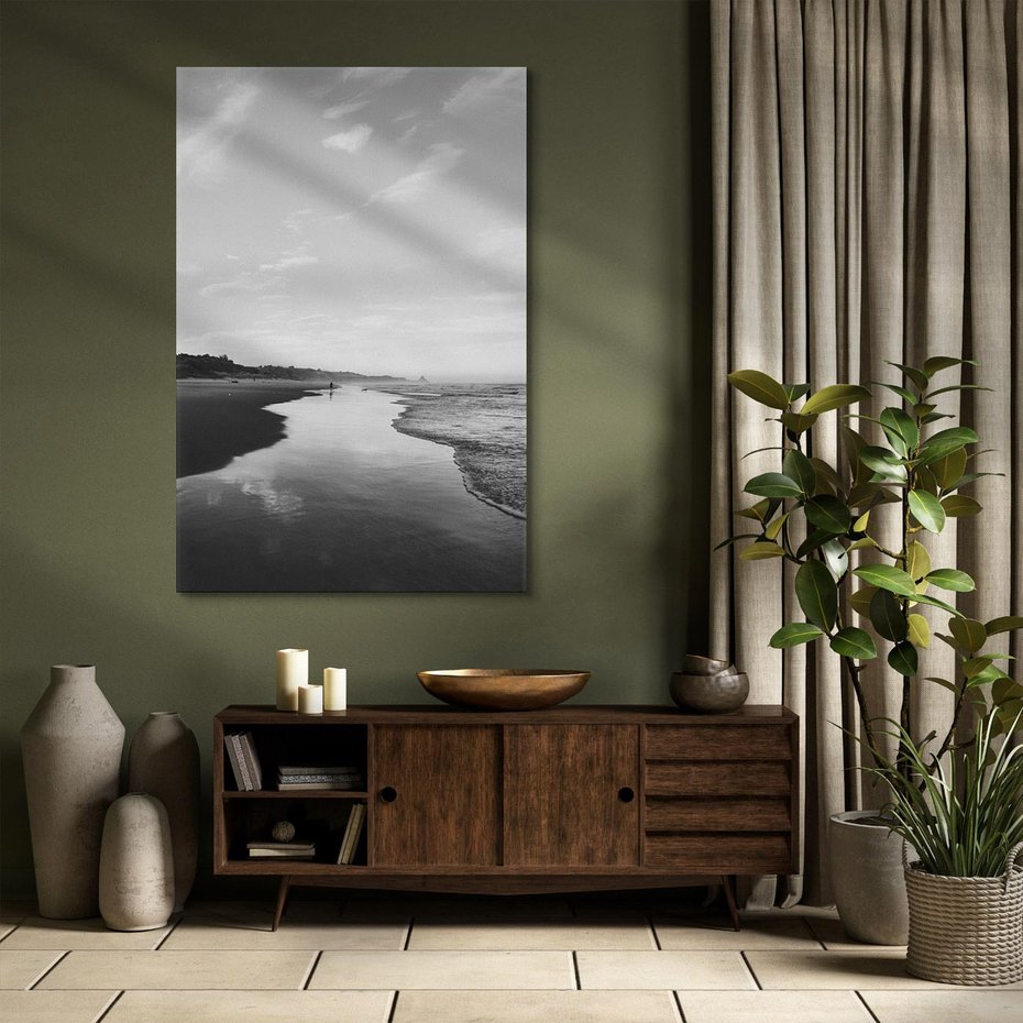 Obraz na płótnie 80x120 - Nadmorska Melodia - czarno białe zdjęcie, plaża