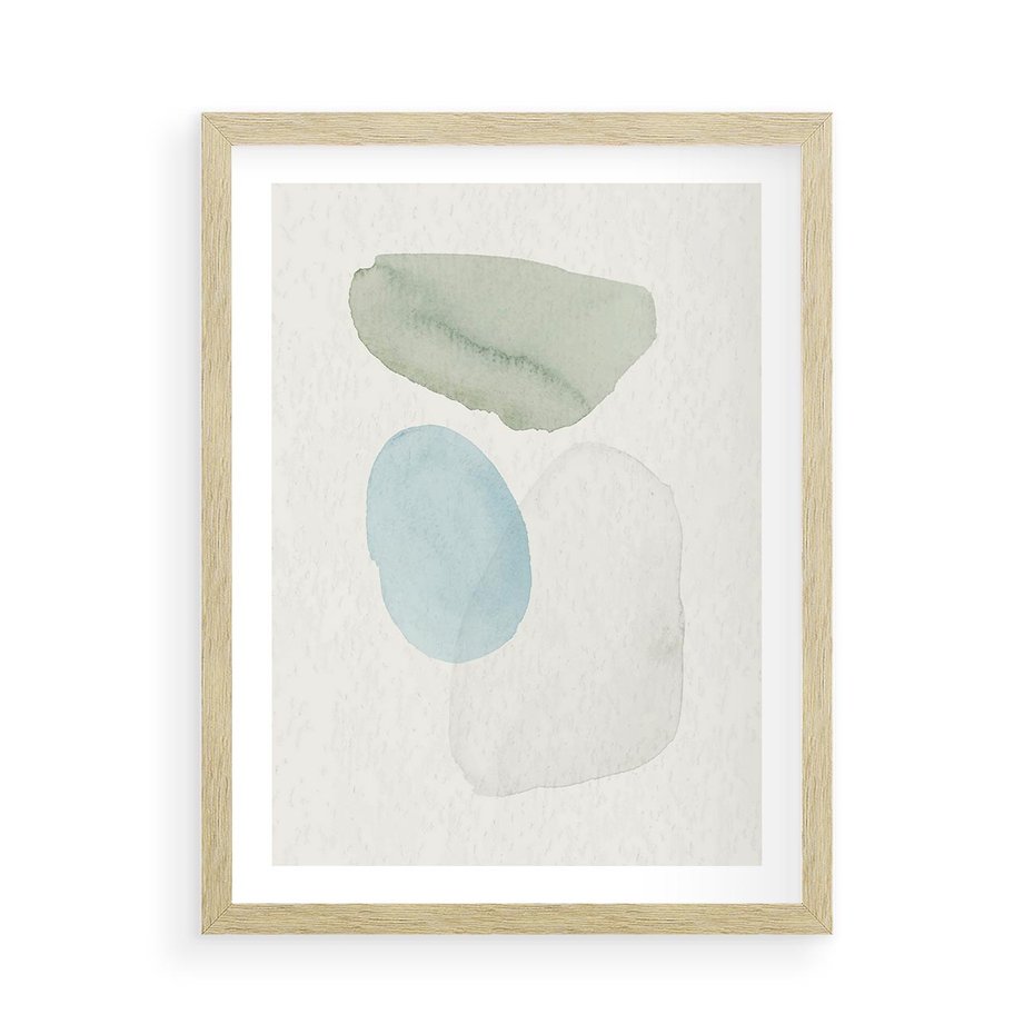 Plakat w ramie 50x70 - Akwarelowa Symfonia Natury - abstrakcyjne delikatne plamy, akwarelowe - rama drewno