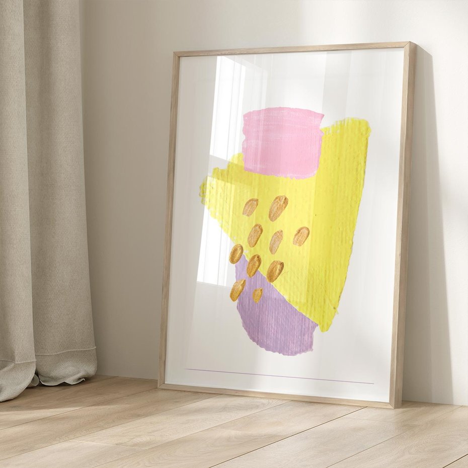 Plakat w ramie 40x50 - Refleksje Akwarelowych Widoków - akwarela, minimalizm - rama drewno