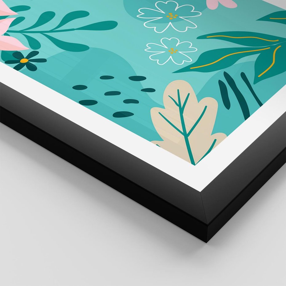 Plakat w ramie 50x70 - Rozkwitające Widoki - pastelowa kompozycja, kwiaty - rama czarna