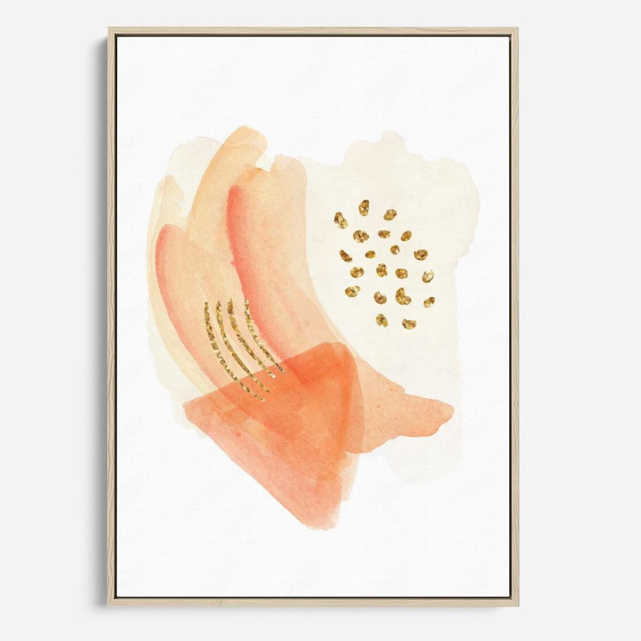 Obraz w ramie 70x100 - Rozkwitające Odbicia Form - abstrakcyjne akwarelowe plamy, minimalizm - rama drewno