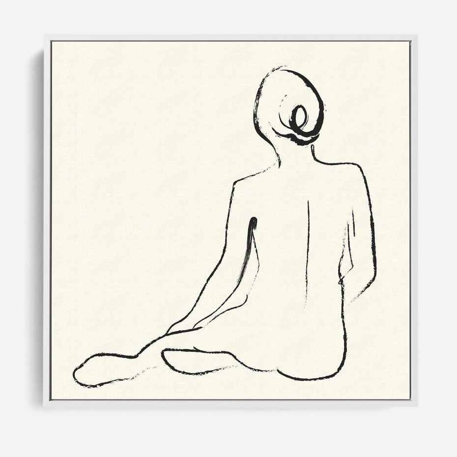 Obraz w ramie 50x50 - Akt w Minimalizmie - kobieta akt, minimalizm - rama biała
