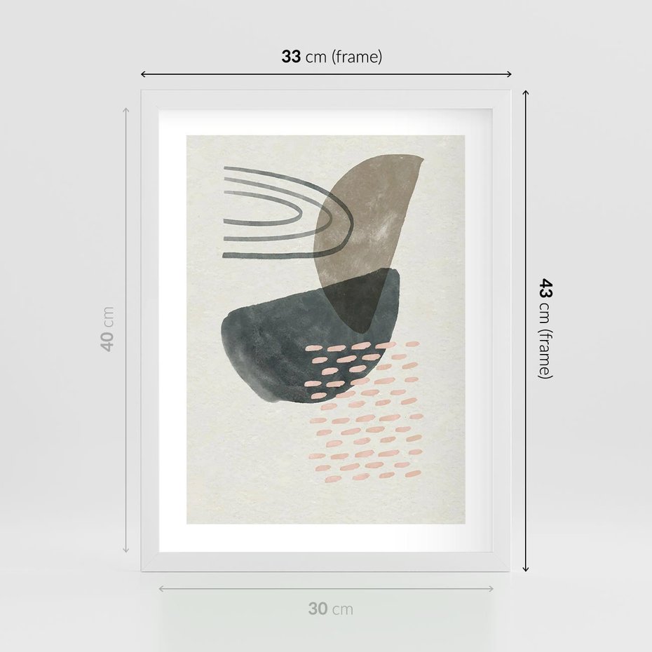 Plakat w ramie 30x40 - Geometria w Beżowych Odcieniach - abstrakcja, geometria - rama biała