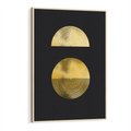 Obraz w ramie 70x100 - Migotliwe Przeniknięcia - złote koła, czarne tło - rama drewno