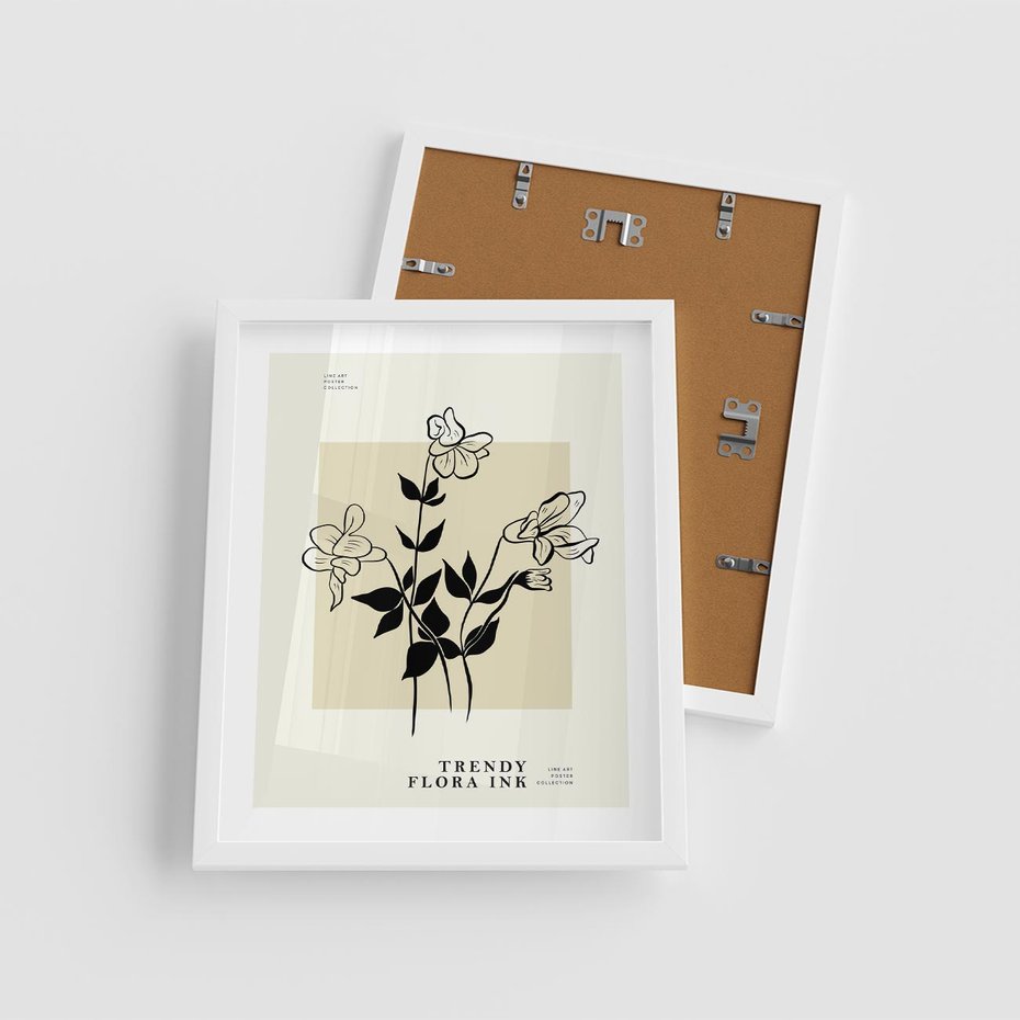 Plakat w ramie 40x50 - Malowane szkicowe tęsknoty - kwiaty, typografia - rama biała