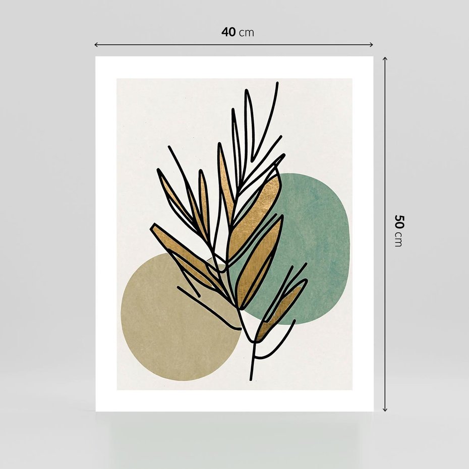 Plakat bez ramy 40x50 - Migocące Ścieżki Wizji - abstrakcyjny obraz boho, liście