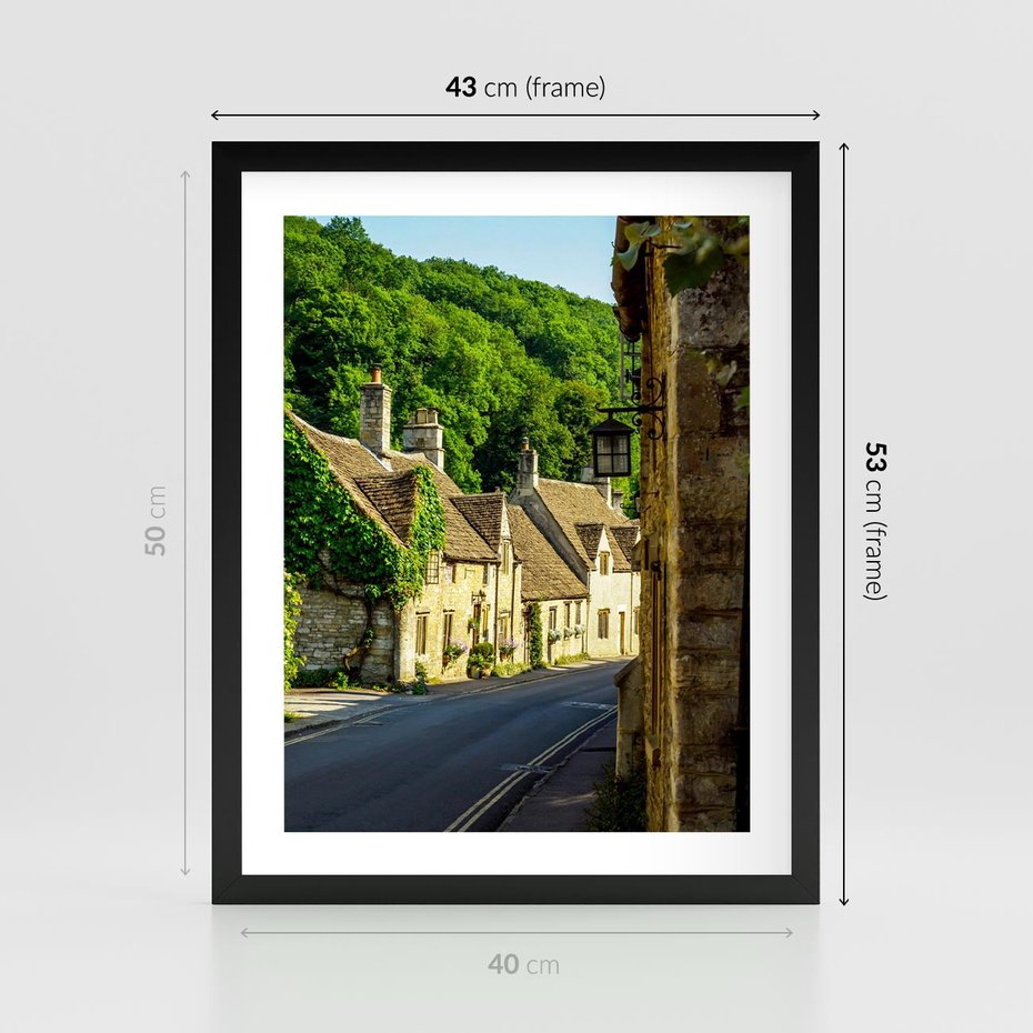 Plakat w ramie 40x50 - Odkryj tajemnice miasta - uliczka, perspektywa - rama czarna