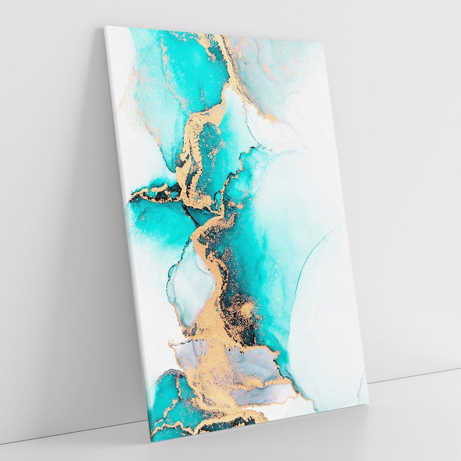 Obraz na płótnie 70x100 - Elegancja i Subtelność - marmur, złoto