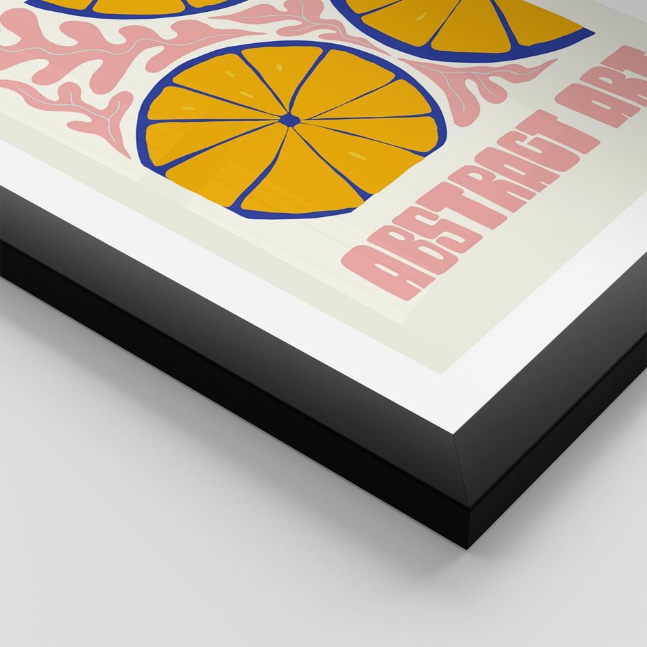 Plakat w ramie 50x70 - Podróżne Wizje - typografia, cytryny - rama czarna