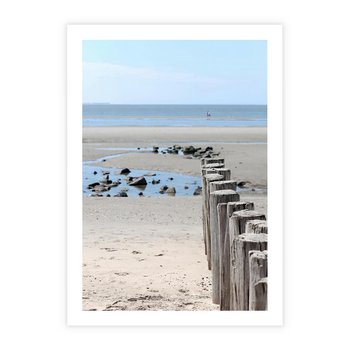 Plakat bez ramy 21x30 - Fale na falochronie nad morzem - morze, falochron