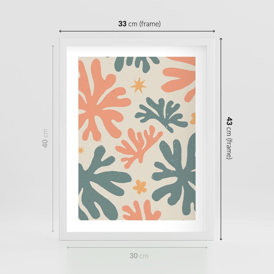 Plakat w ramie 30x40 - Boho Wybuch - boho formy, kształty - rama biała