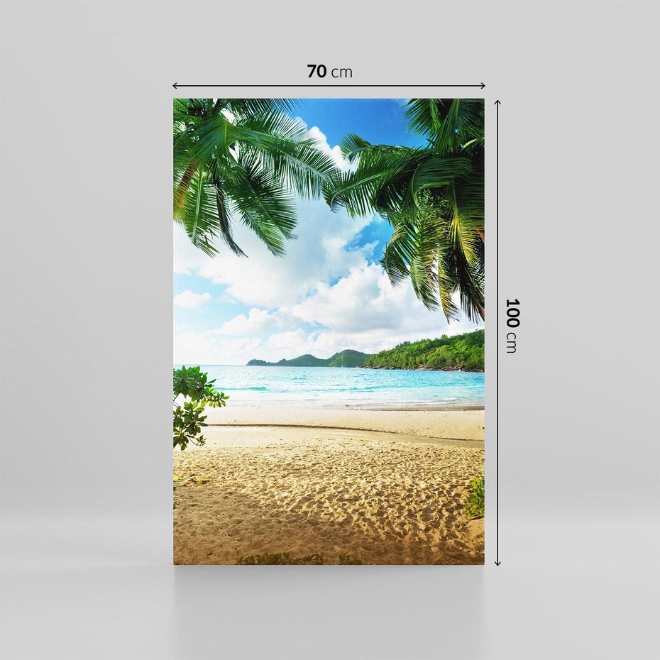 Obraz na płótnie 70x100 - Rajskie Seszele - plaża i palmy - Seszele, plaża