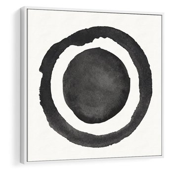Obraz w ramie 50x50 - Bezgraniczne Widoki - abstrakcyjne plamy okręgi, akwarelowe - rama biała