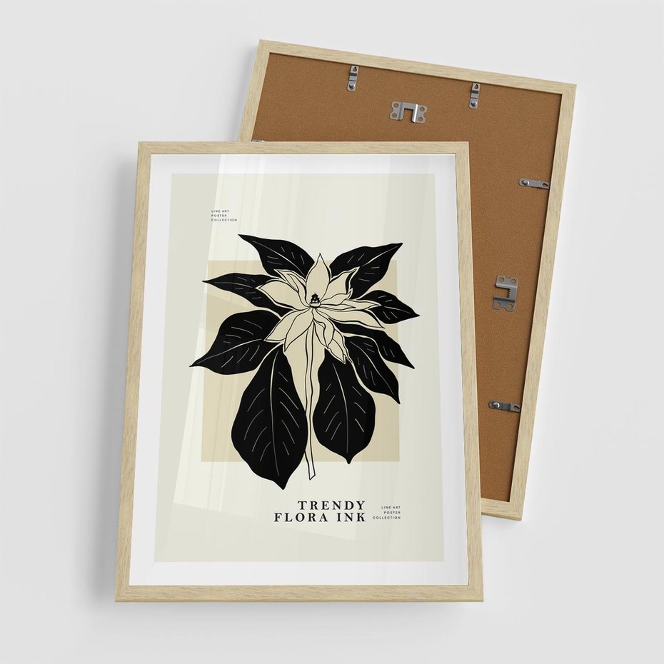 Plakat w ramie 50x70 - Melancholia przerywanych linii - wiaty, typografia - rama drewno