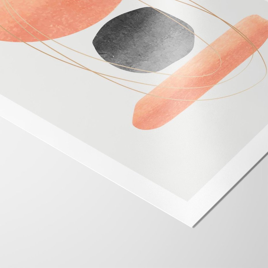 Plakat bez ramy 30x40 - Abstrakcyjne Plamy z Złotymi Liniami - abstrakcja, boho plamy