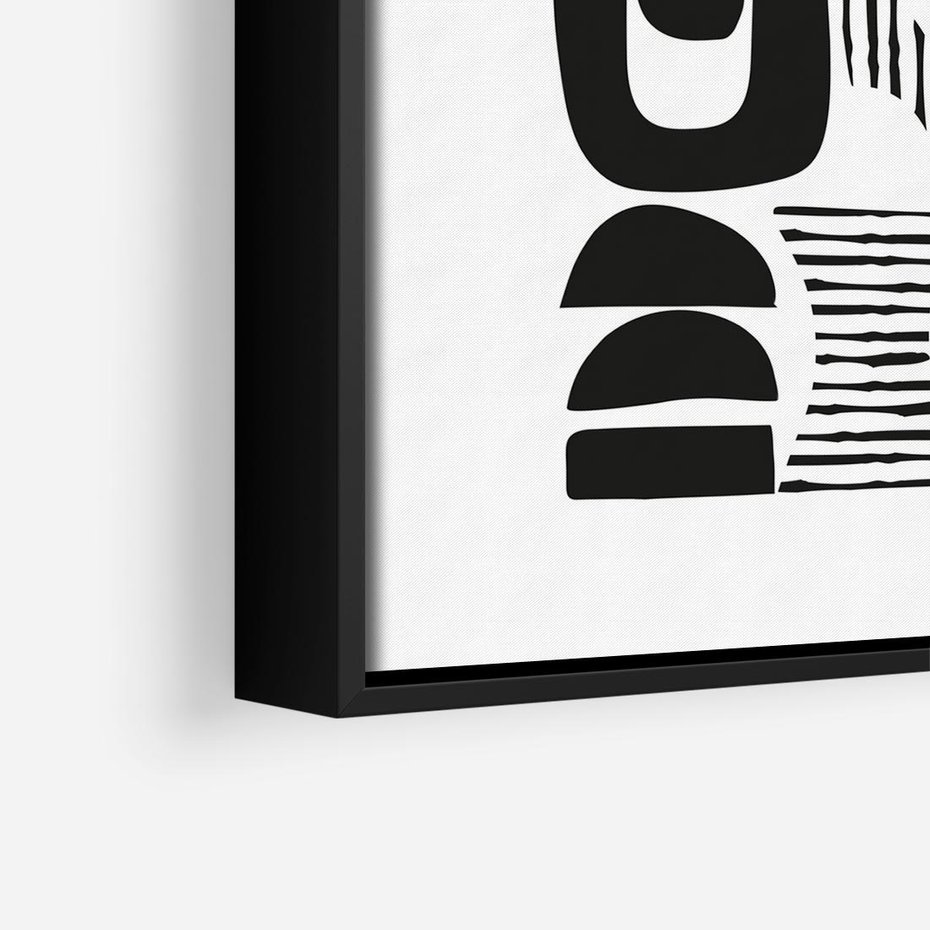 Obraz w ramie 50x50 - Taniec Dziwacznych Kresek - minimalistyczny plakat, czarno biały - rama czarna