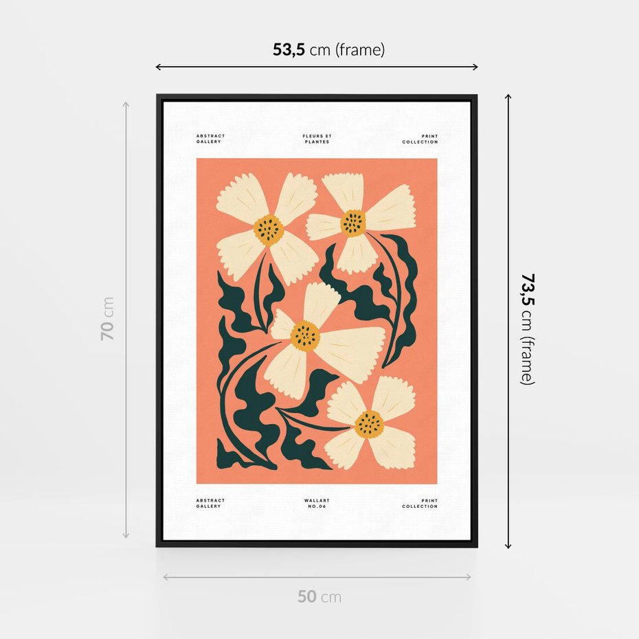 Obraz w ramie 50x70 - Refleksje w roślinnym odbiciu - kwiatowa kompozycja, minimalizm - rama czarna