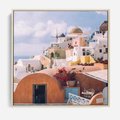 Obraz w ramie 80x80 - Błękit Morza i Białe Domki - Santorini, wyspa - rama drewno