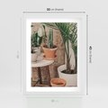 Plakat w ramie 30x40 - Boho Oaza: Kaktusy w Doniczkach - rośliny kaktusy w doniczkach, boho wnętrze - rama biała
