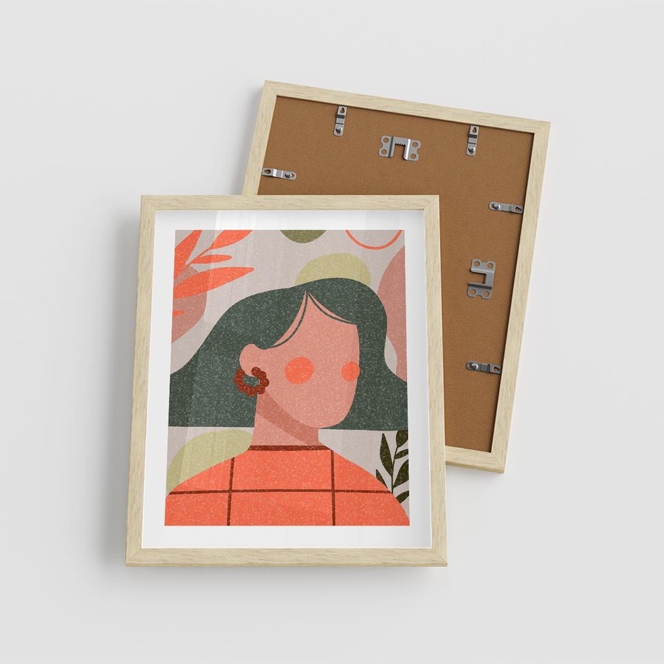 Plakat w ramie 40x50 - Kobiecy Portret Duszy - nowoczesny plakat, styl retro - rama drewno