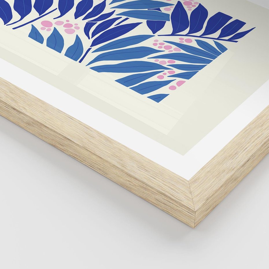 Plakat w ramie 40x50 - Kolorowy Wir - liściasta kompozycja, nowoczesny plakat - rama drewno