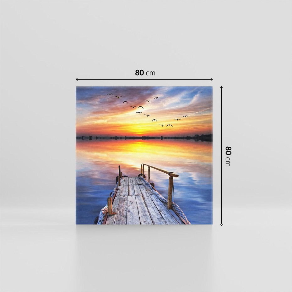Obraz na płótnie 80x80 - Zachód słońca na pomostcie - pomost, zachód
