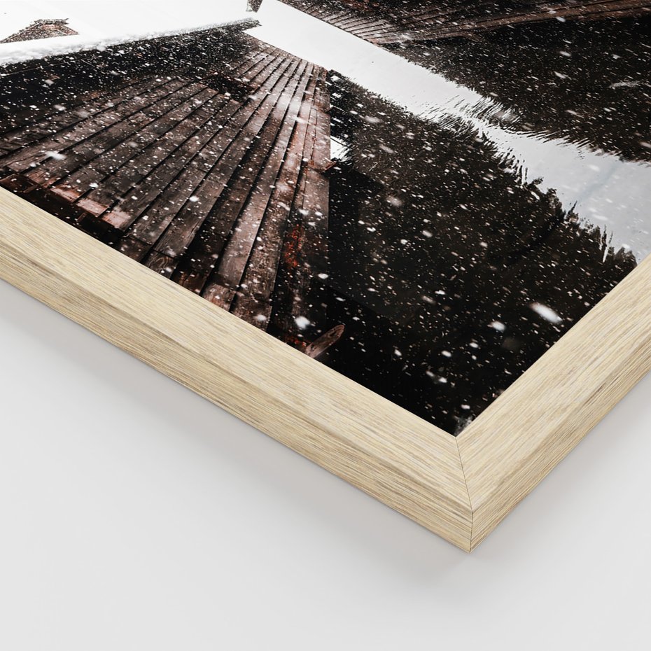 Zestaw obrazy w ramie 50x70 galeria - Domki, w, górach, zima, perspektywa - rama drewno