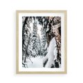 Plakat w ramie 40x50 - Drzewa pod Śniegiem - zima las, drzewa pod śniegiem - rama drewno