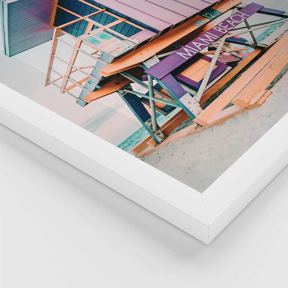 Zestaw obrazy w ramie 40x50 galeria - Be, positive, plaża, kolory - rama biała