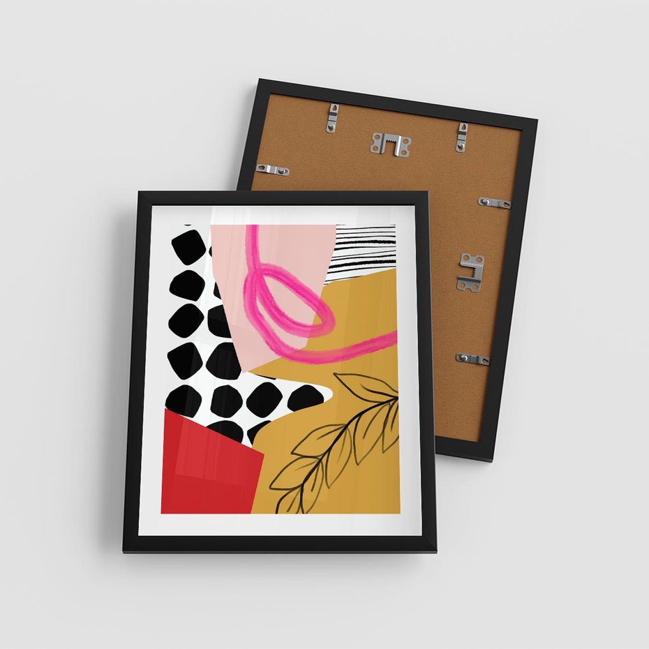 Plakat w ramie 40x50 - Księga Form i Plam - abstrakcyjna kompozycja, różne tekstury - rama czarna