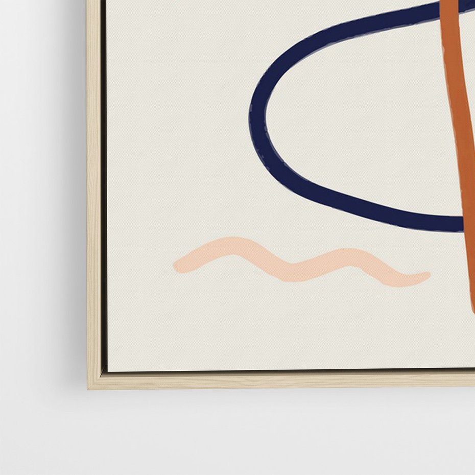 Obraz w ramie 50x70 - Mgnienie Oka - abstrakcja w stylu picasso, beżowe tło - rama drewno