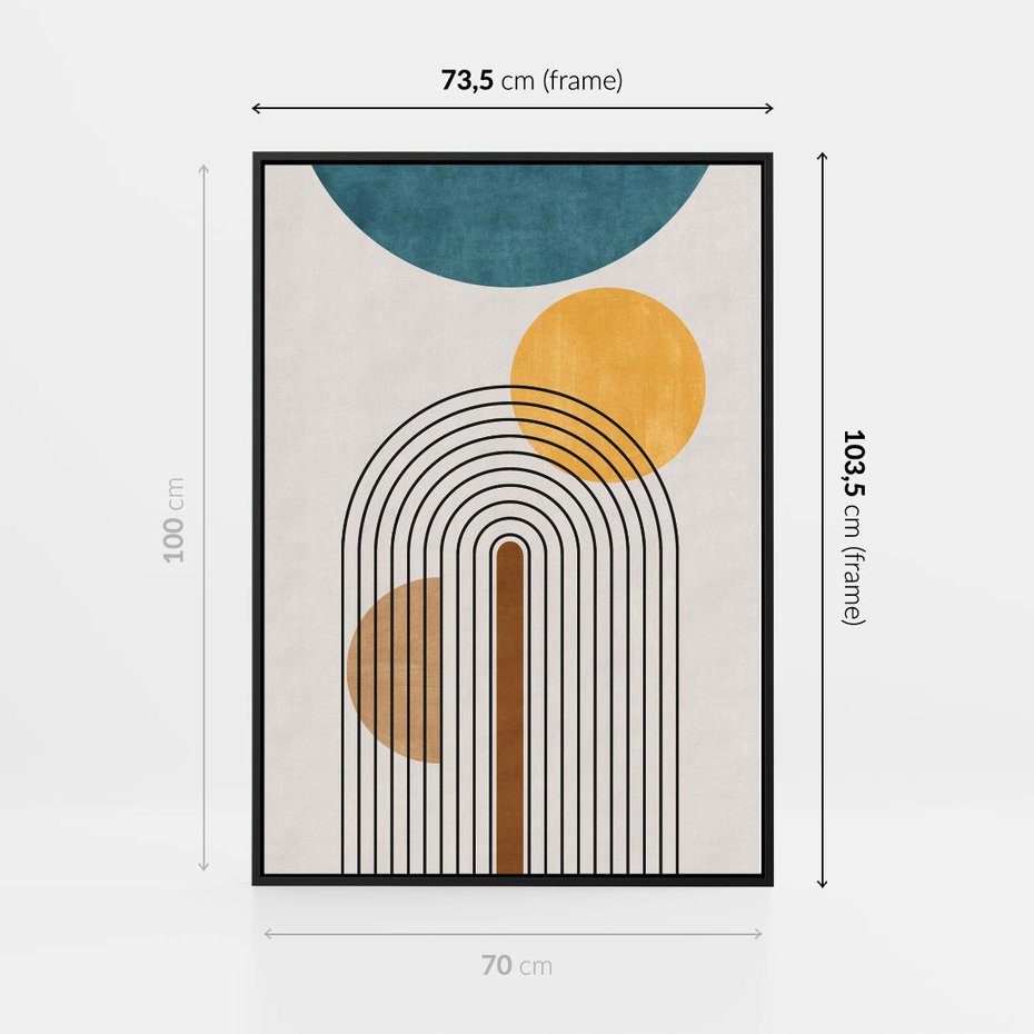 Obraz w ramie 70x100 - Wewnętrzne Labirynty Form - styl mid century, nowoczesna sztuka - rama czarna