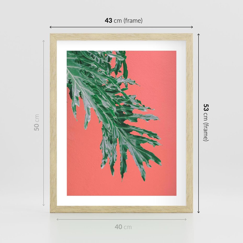 Plakat w ramie 40x50 - Energetyczna Eksplozja Natury - liście, kolor - rama drewno
