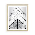 Plakat w ramie 40x50 - Elegancja Współczesnej Architektury: Wieżowiec w Monochromii - nowoczesna architektura, czarno biała fotografia - rama drewno