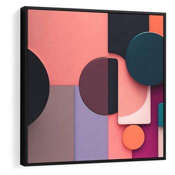 Obraz w ramie 50x50 - Przenikanie przestrzeni czasu - abstrakcja, geometria - rama czarna