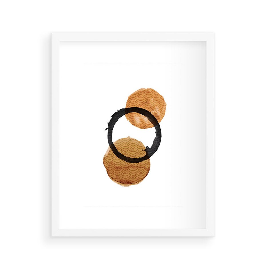 Plakat w ramie 40x50 - Japandi Geometria: Minimalistyczna Grafika - japońska sztuka, geometria - rama biała