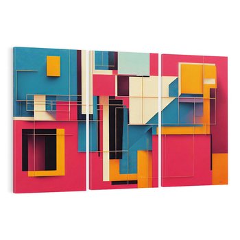 Obraz na płótnie 120x80 - Przejście przez labirynt myśli - kolorowa abstrakcja, instalacja z prostokątów i linni