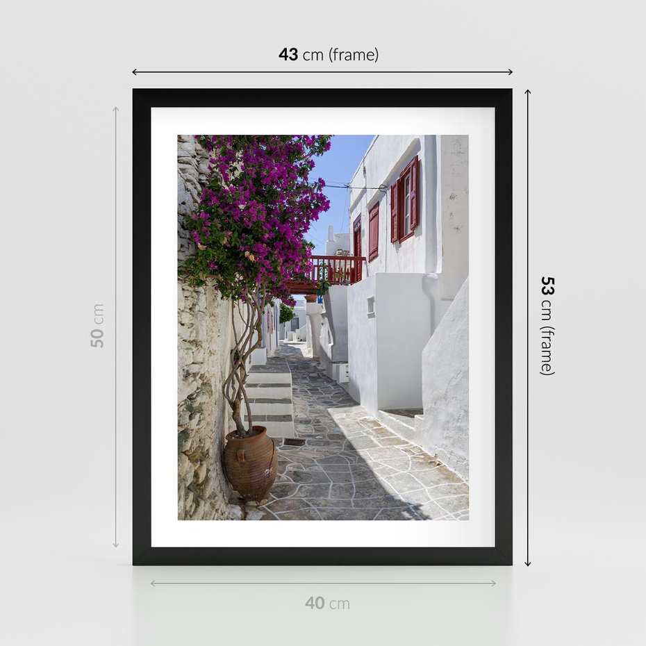 Plakat w ramie 40x50 - Perspektywiczna Uliczka: Miejski Labirynt - uliczka, perspektywa - rama czarna