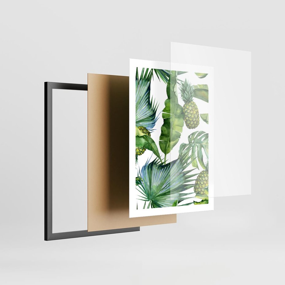 Plakat w ramie 50x70 - Oaza Natury - liście, tropikalne - rama czarna