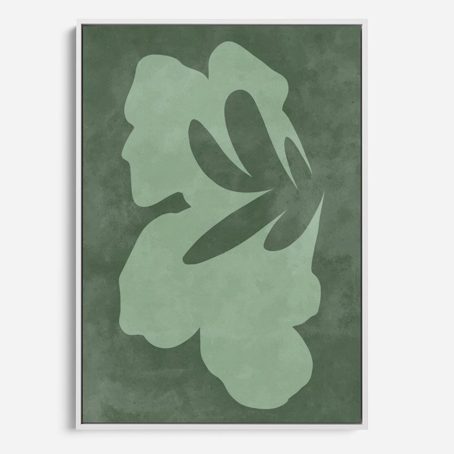 Obraz w ramie 50x70 - Kształty Zieleni - abstrakcyjny kształt, zielony plakat - rama biała