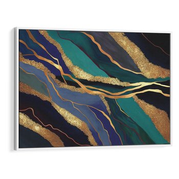 Obraz w ramie 120x80 - Sztorm malarskich emocji - marmur, abstrakcyjna grafika - rama biała