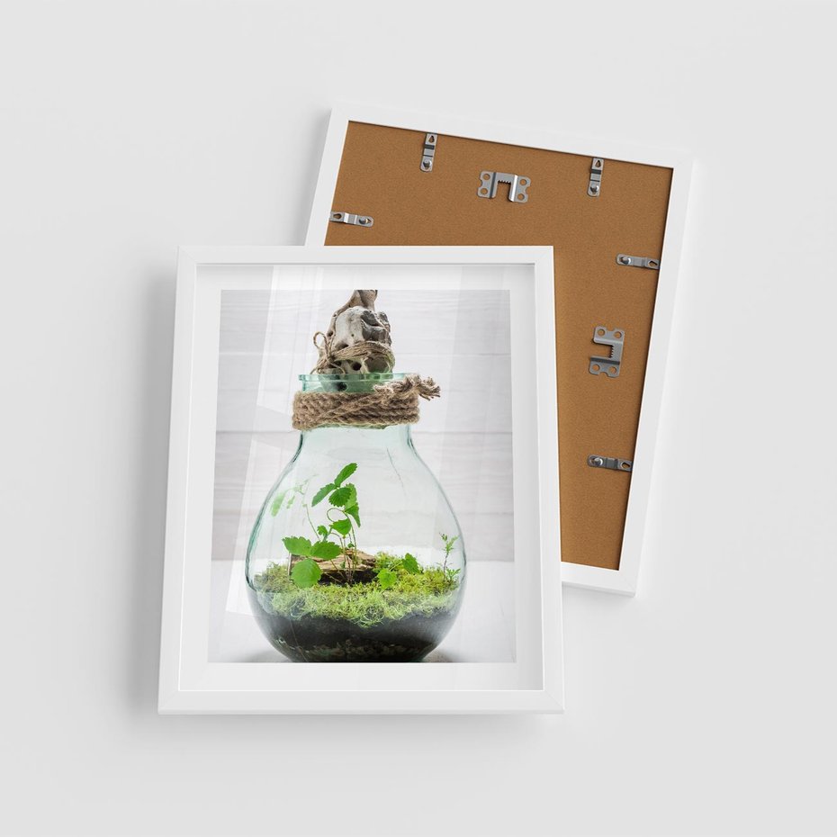 Plakat w ramie 40x50 - Żywioł Natury - liście, zieleń - rama biała