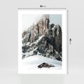 Plakat bez ramy 30x40 - Górski Raj z Chatką - górskie szczyty, ośnieżone góry