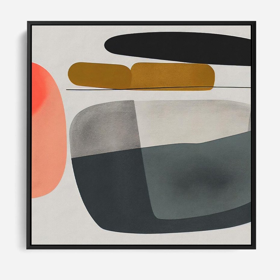 Obraz w ramie 50x50 - Wyraziste Formy - abstrakcyjne plamy, nowoczesny styl - rama czarna