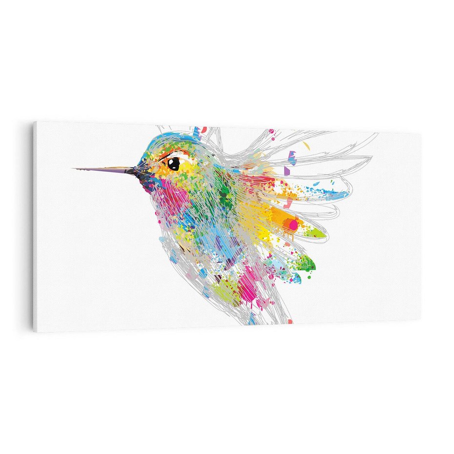 Obraz na płótnie 100x50 - Koliber w akwareli - akwarela, koliber